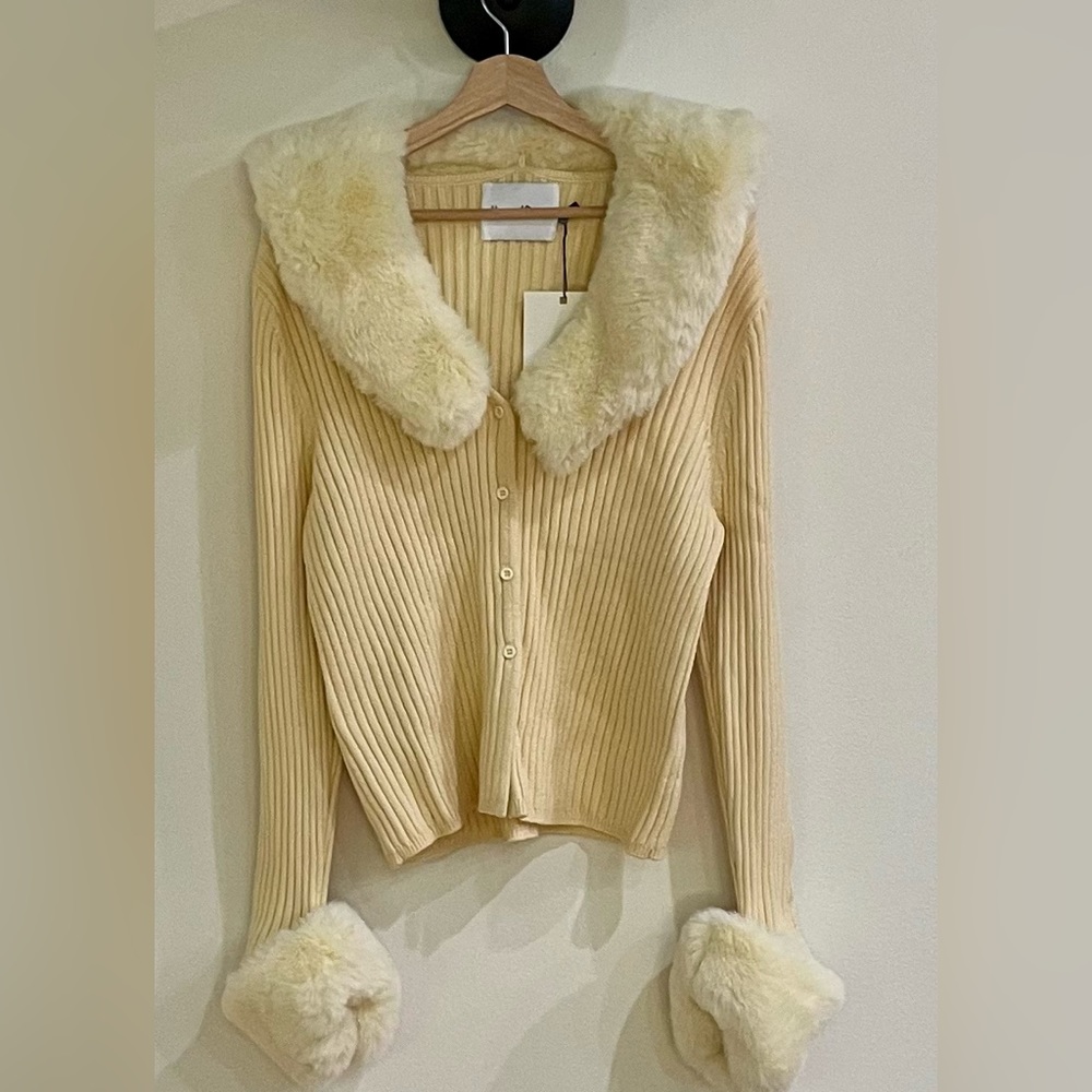 NWT house of sunny faux fur collar cardigan